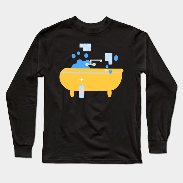 Hand Drawn "Bathtub" Long Sleeve T-Shirt by Saestu Mbathi